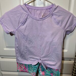 Lilly Pulitzer Mini Kieran Active Tee & Luxletic Girl's Mini Bike Shorts size L